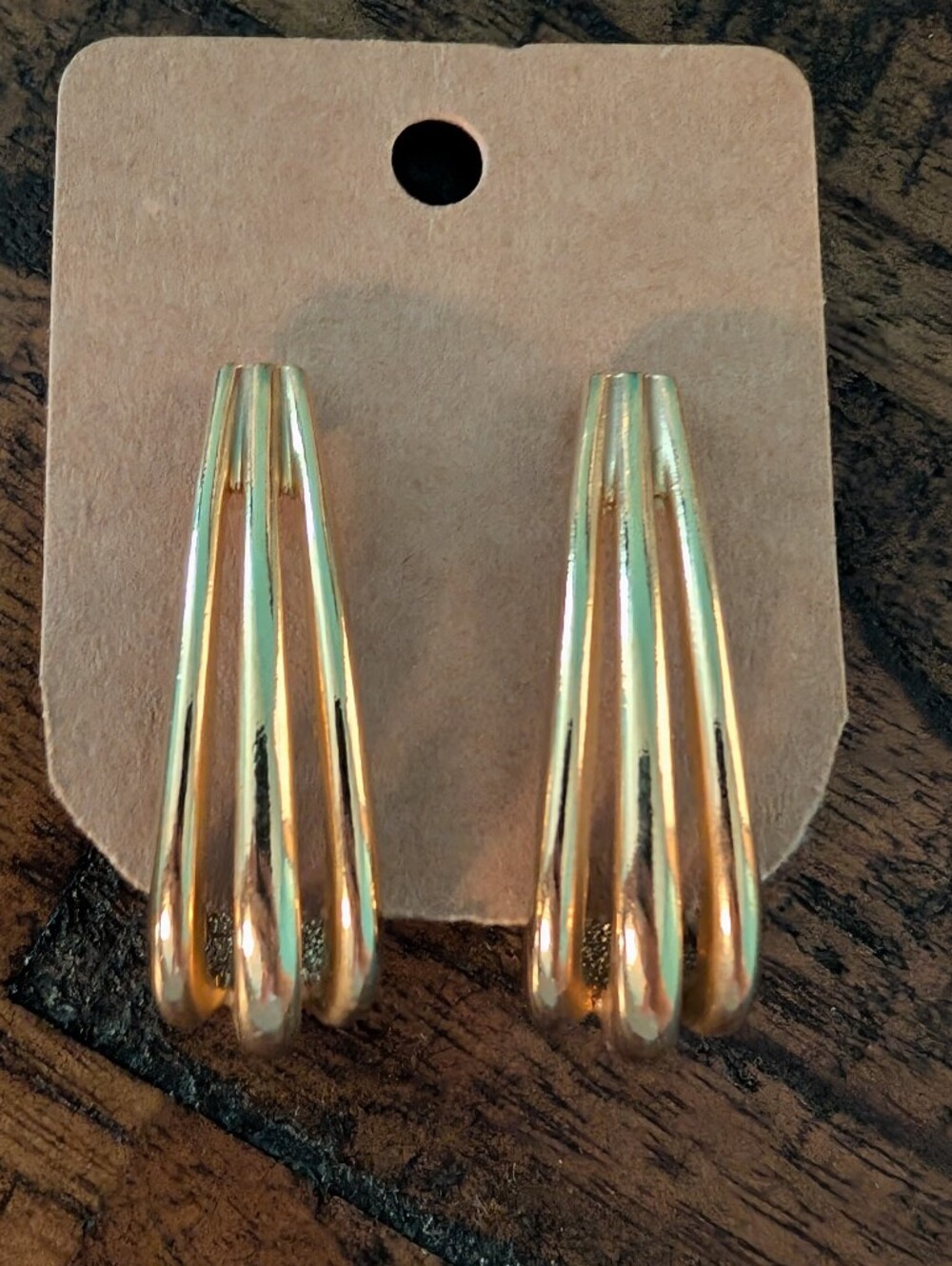 Vintage Gold Tone Half Hoop Statement Earrings